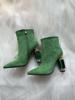 Черные/зеленые Ботильоны на каблуке 'Зеленый самоцвет' Замшевые ботинки на высоком каблуке Остроносые Боковая молния Женская обувь Короткие/длинные ботинки
