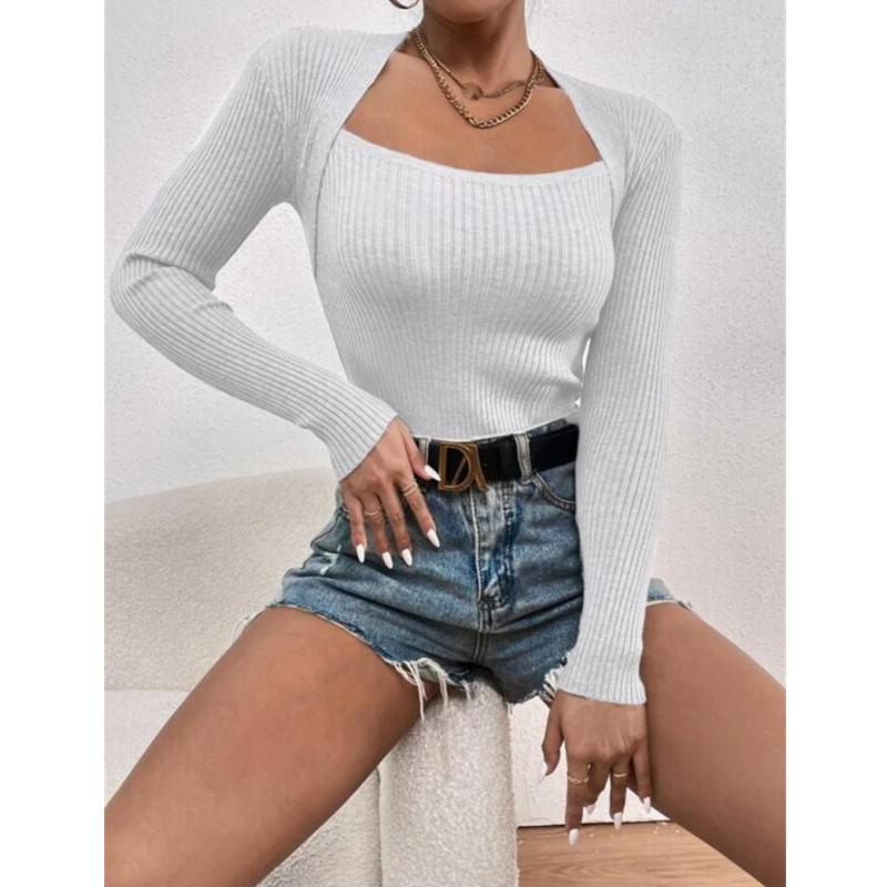 Осенний пуловер с квадратным вырезом, свитера, женский вязаный свитер, топ, зимний трикотаж, нижний свитер, блузка