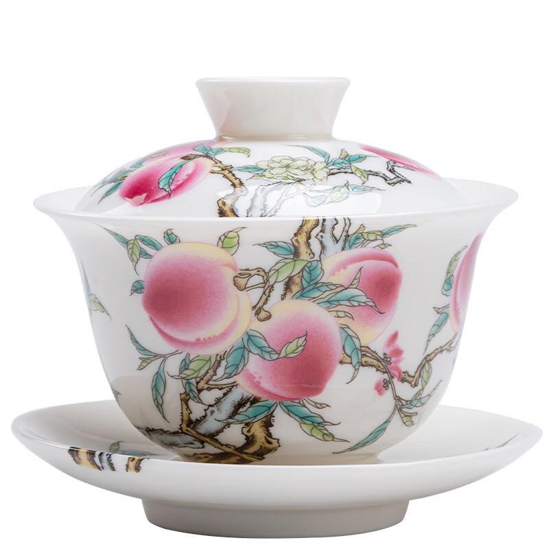 Dehua White Porcelain Nine Peaches Gaiwan