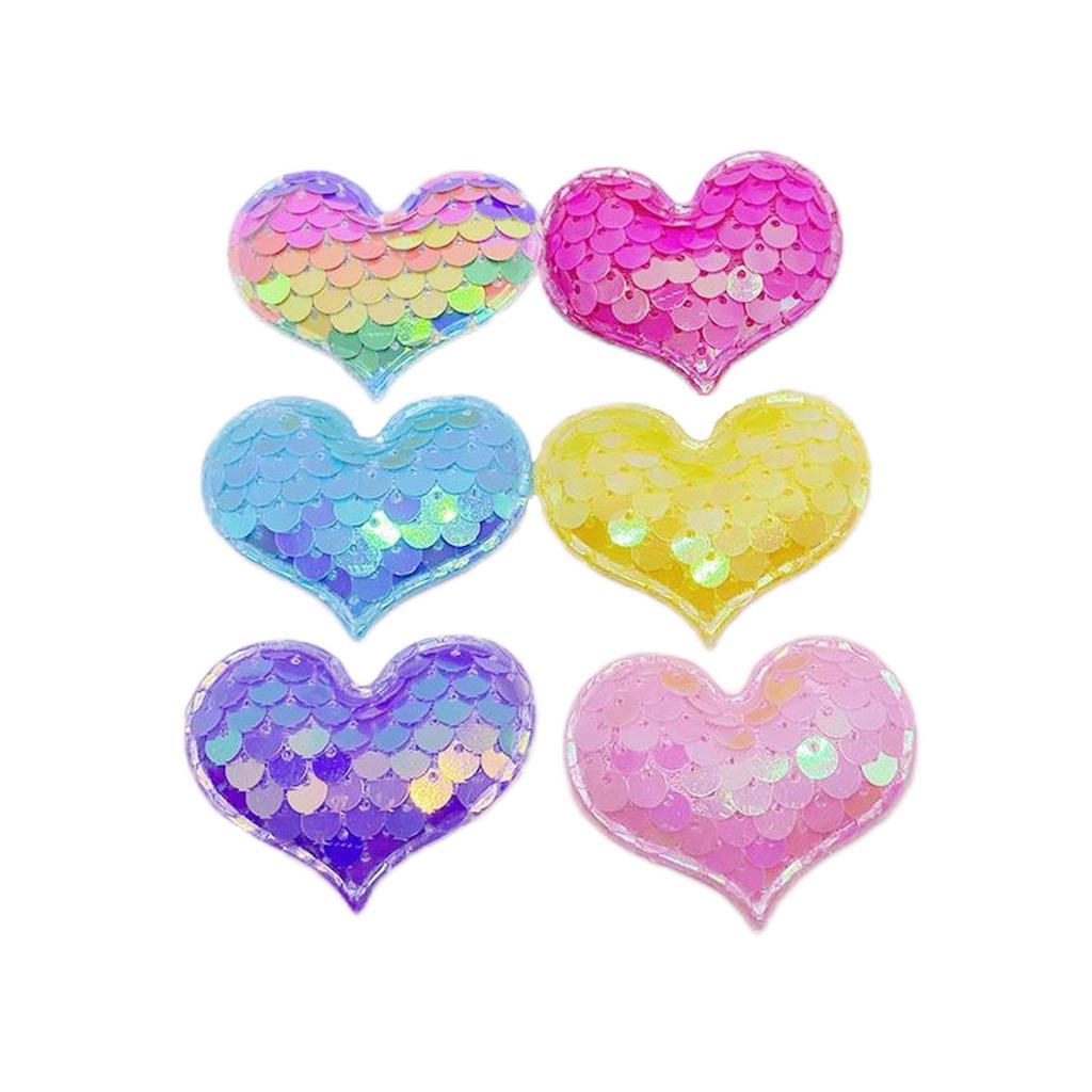 10Pcs Glitter Seaquins Heart Padded Appliques For DIY Clothes Hat Shoes Sewing Patches Birthday Plugin