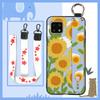 Shockproof Silicone Phone Case For Sharp Aquos Sense4 4G/Sense 5G Kickstand Waterproof Phone Holder Wristband Flower