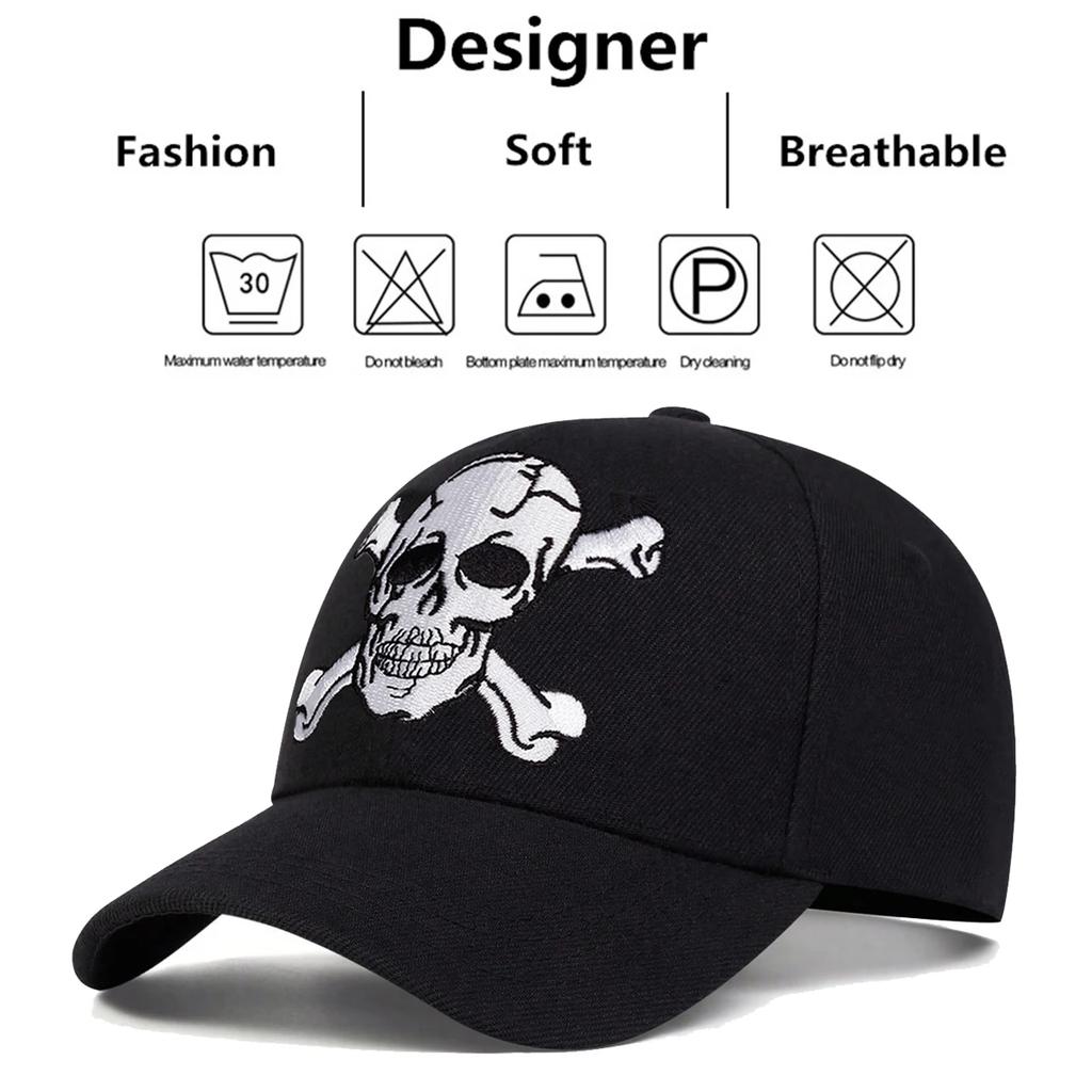 Unisex Skeleton Embroidery Baseball Caps Spring Autumn Outdoor Sunscreen Hat Adjustable Casual Trucker Hats