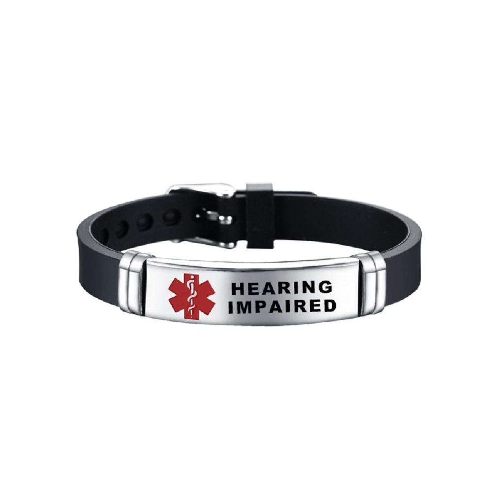 Медицинский браслет с идентификационным номером и лазерной гравировкой, регулируемый браслет для мужчин и женщин, браслет для экстренной первой помощи, браслет