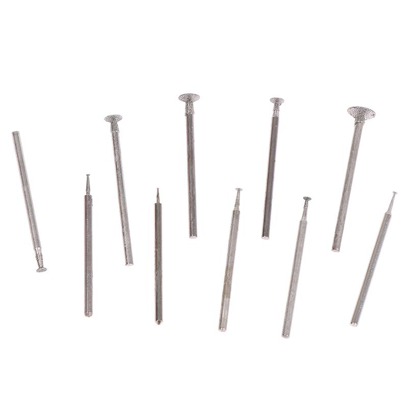 10Pcs Diamond Grinding Head Stone Jade Carving Polishing Engraving Tools 2.35Mm