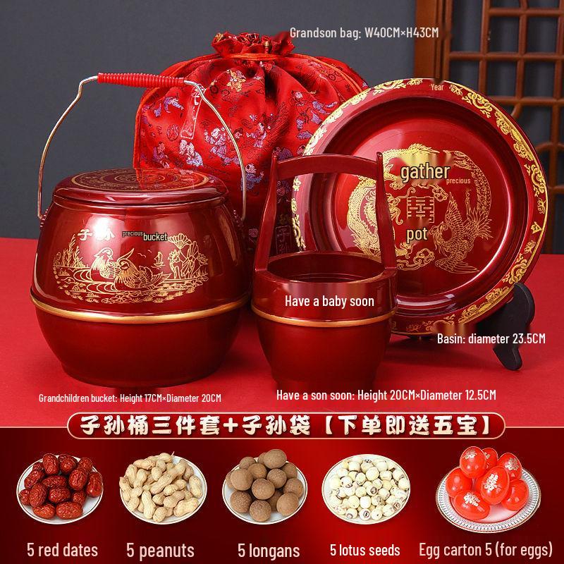 Ведро для приданого невесты на процветание - Счастливая пластиковая плевательница и маленький туалетный набор