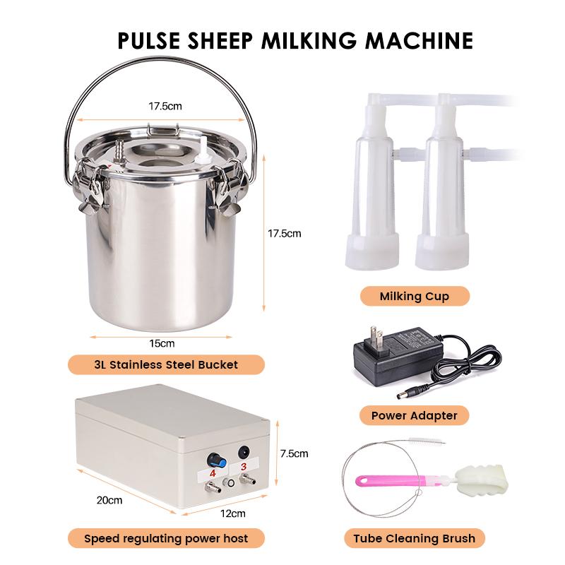 3L Electric Cow Goat Milking Machine Pulsating Electric Milking Machine Vacuum Pump Milker Cows Goats Farm Tools