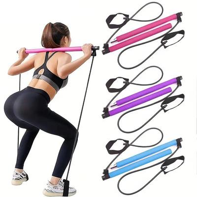 Ultimate Pilates Bar Set для фитнеса всего тела. Эластичная веревочная палка для расширения груди, тренировки спины и растяжки тела.