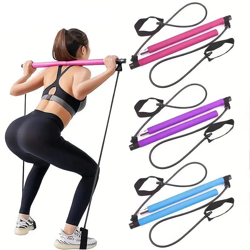 Ultimate Pilates Bar Set for Full-Body Fitness Elastic Resistance Rope Stick for Chest Expansion Back Training and Body Stretching