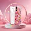 Чехол для телефона с текстурой розового золота для Samsung Galaxy S26 S25 S24 S23 S22 FE Ultra Plus Встроенное стекло ощущение голой панели Женский стиль