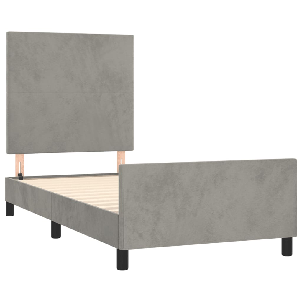 Bed Frame without Mattress Light Grey 90x190 cm Velvet
