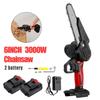 6”Mini Electric Chain Saw Pruning Chainsaw Woodworking Pruning Saw Garden Tool Wood Cutter With 2 Battery