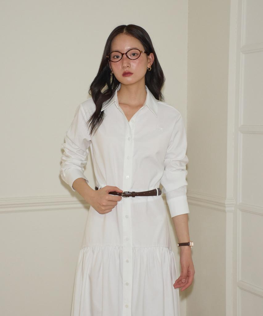 SALON DE YOHN Flare Long Shirt Dress_ White