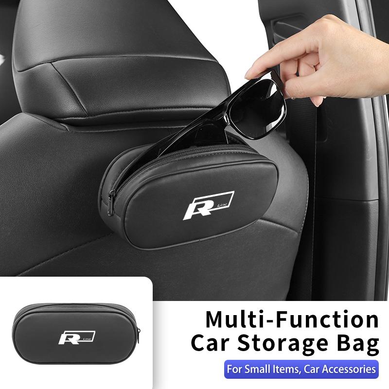 Car Door Leather Bag Velcro-fastened Sunglasses Storage Box Accessories For Volkswagen VW Golf Polo Tiguan T5 Passat b6 Jetta 7UED