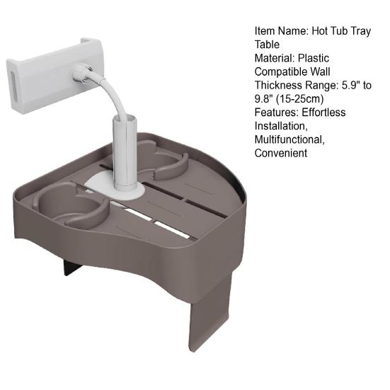 Поднос для гидромассажной ванны 3-в-1 Регулируемый поднос-столик с подстаканником, держателем для телефона, боковой столик для гидромассажной ванны для большинства надувных гидромассажных ванн и спа