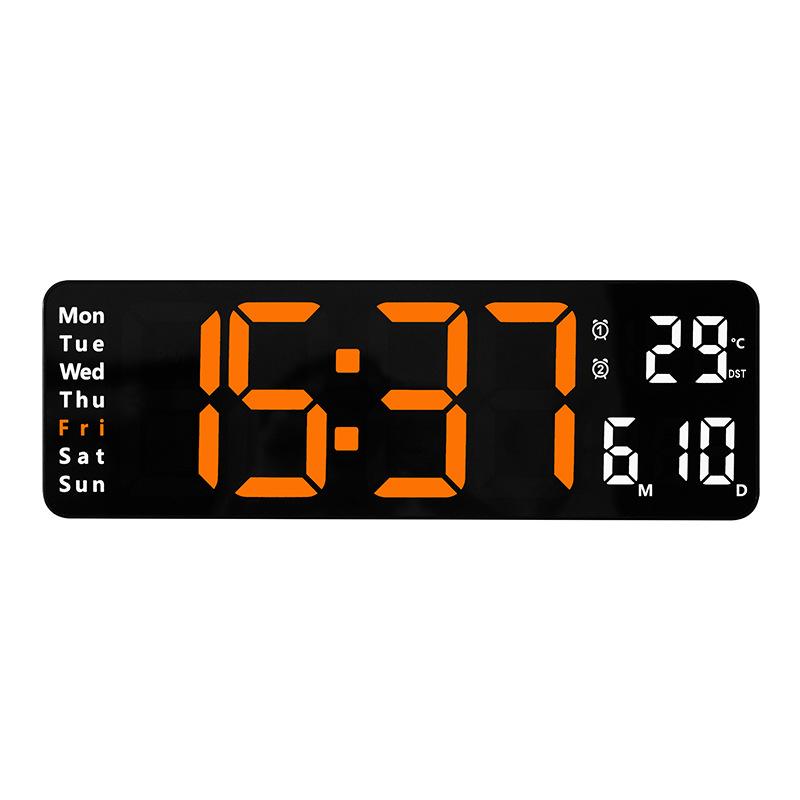 13" Large Display Digital Clock, 2-in-1 Tabletop & Wall Mount, Temperature, Day of Week, Multiple Alarms, Minimalist Living Room Clock, 6629
