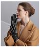 Hengyuanxiang gloves for women, autumn and winter, with double plush lining for warmth and high elasticity leather wrist gloves