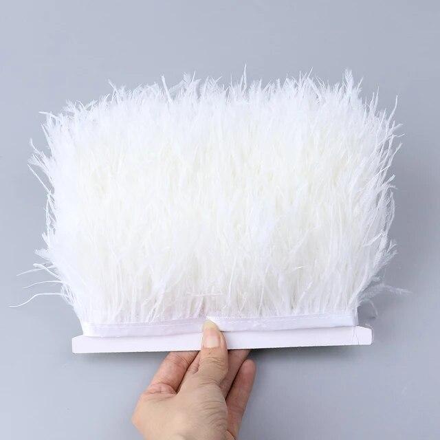 Цветная страусиная отделка 6-8 см, 1 м, 5 м, 10 м для поделок, свадебное платье, украшение одежды, лента с бахромой из перьев, отделка для шитья Flecos