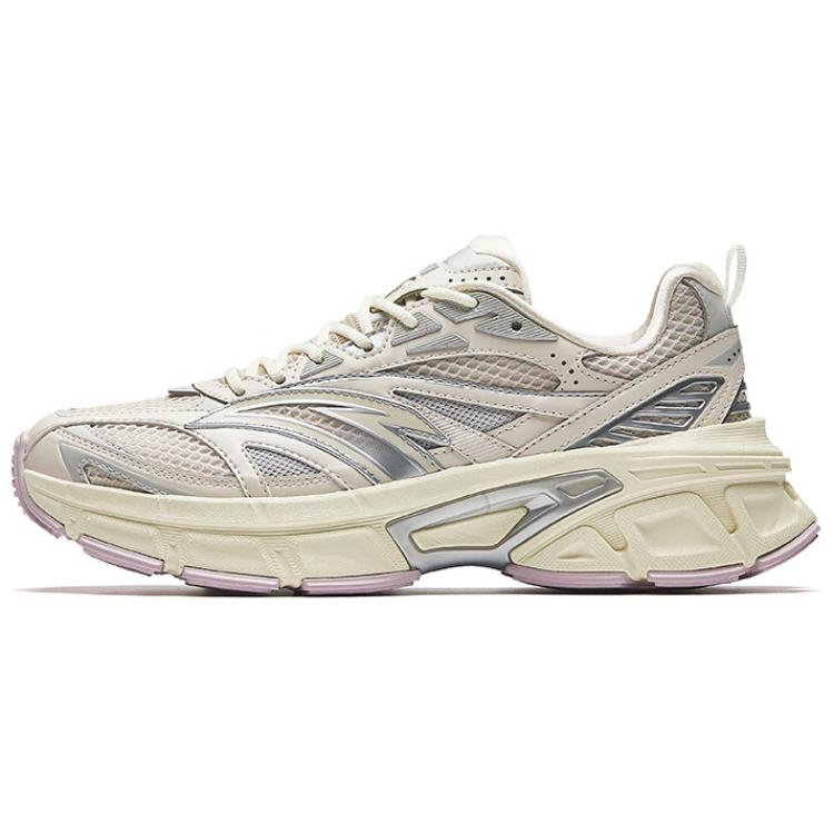 Anta Cormorant Retro Versatile Shock Absorbing Wear Resistant Warm Low Top Casual Shoes Women Sneaker Silver Gray Beige 122518895-4