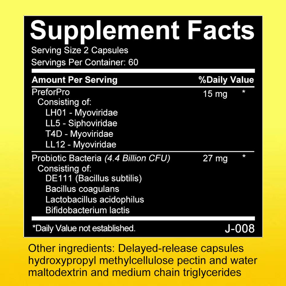 Probiotic and prebiotic capsules, each containing 4.4 billion CFU of live bacteria, 120 capsules