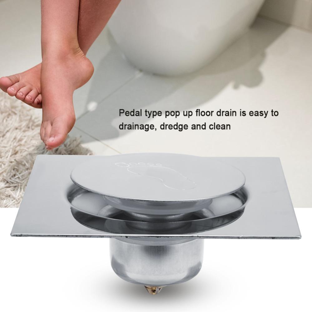 Removable Cover Grate Pedal Bounce Floor Drain Square Shower Drain Durable Floor Drain Garage