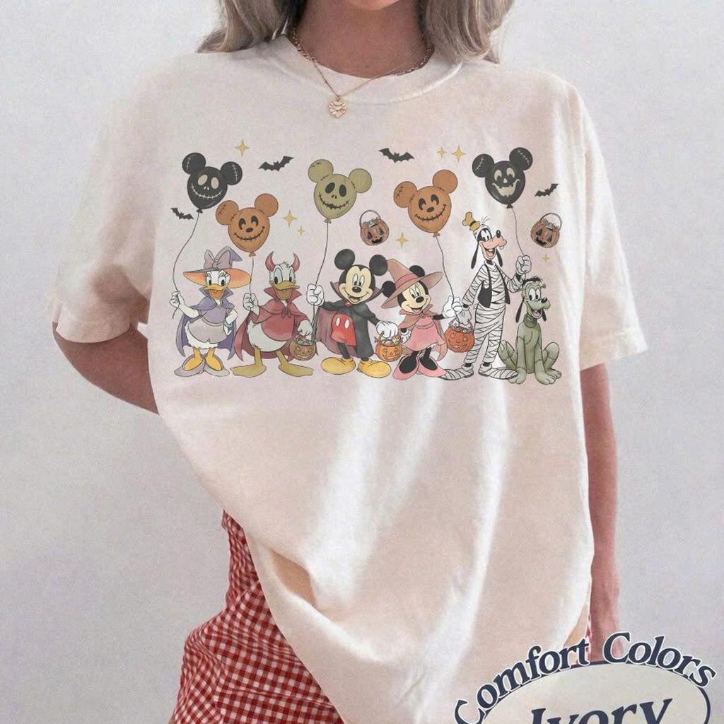 Vintage Comfort Colors Halloween Mickey and Friends Balloons Shirt and kids T-Shirt, Disney Halloween Trip Tee, Halloween Party Outfit