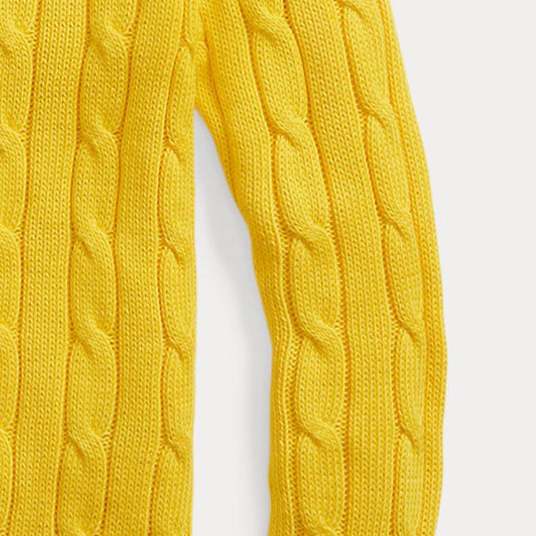 Polo Ralph Lauren FW23 однотонный вязаный свитер с круглым вырезом и длинными рукавами, женский свитер, желтый 211570012041