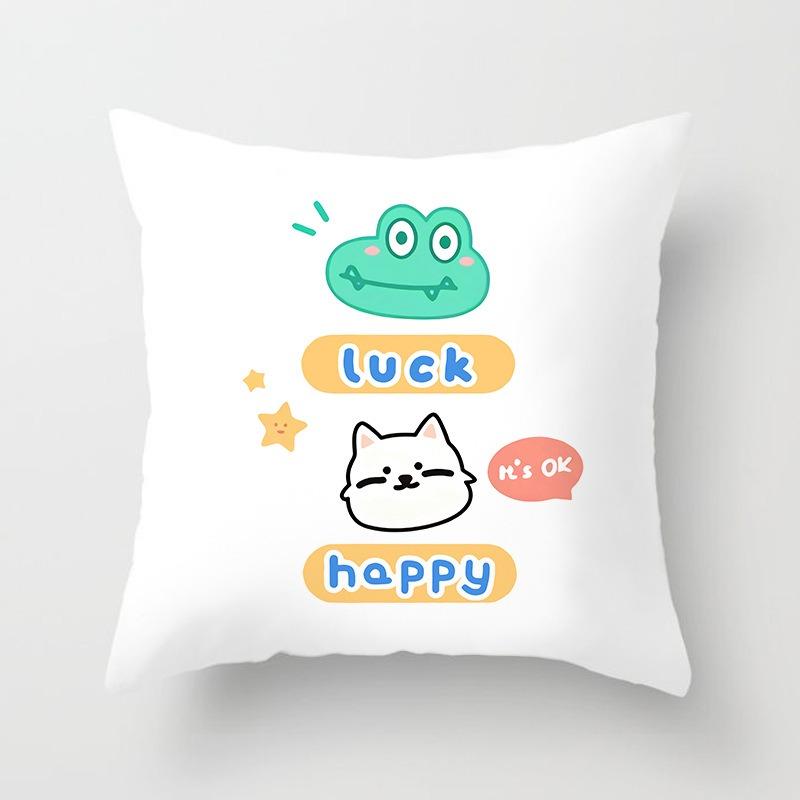 Office Sofa Cushion Cover Abstract Cute Festive Creative Blessing Printed Pillow Cover Luxury Home Decoration Cushion Cover