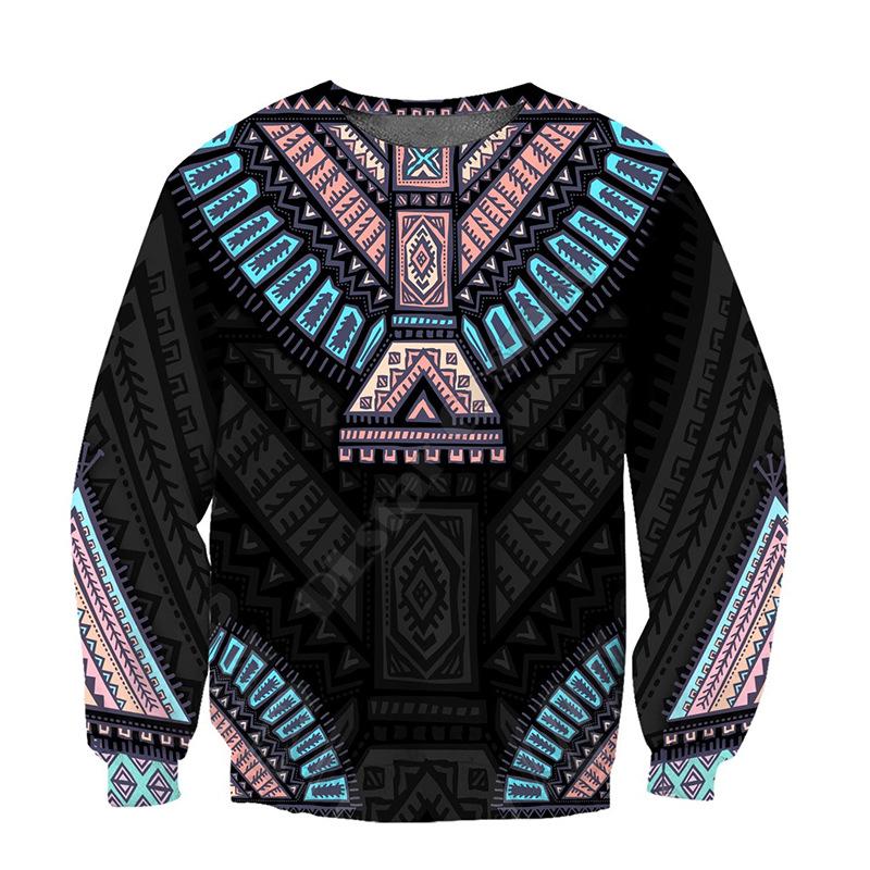 Свободный свитшот с круглым вырезом, креативный 3D-цифровой индийский принт, топ с длинными рукавами