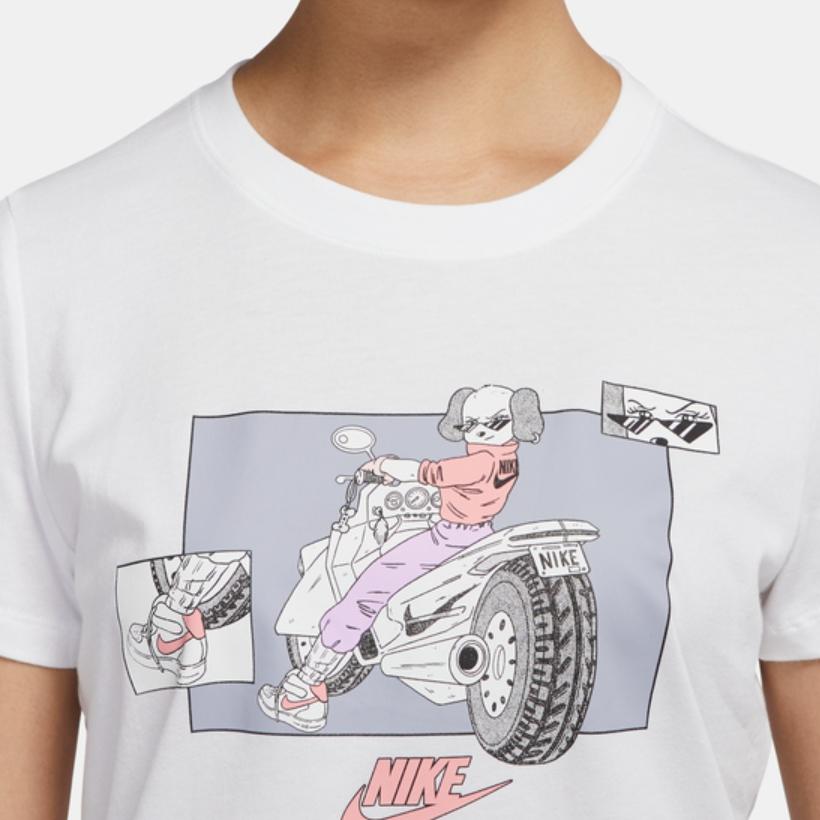 Nike Cartoon Anime Pattern Logo Print Casual Lightweight Soft Round Neck Short Sleeve T-Shirt Women T-Shirt Light-Gray DQ3148-556