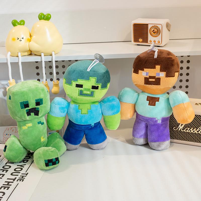 Набор мягких игрушек: Стив из Minecraft, Розовый Свинья, Оцелот, Иссушитель, Паук, Человек-Зомби