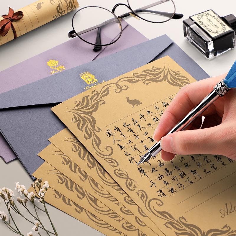 5 шт., винтажная подарочная бумага, конверт, бумага для письма с запечатывающими наклейками для открытки, поздравительной открытки, свадебного приглашения