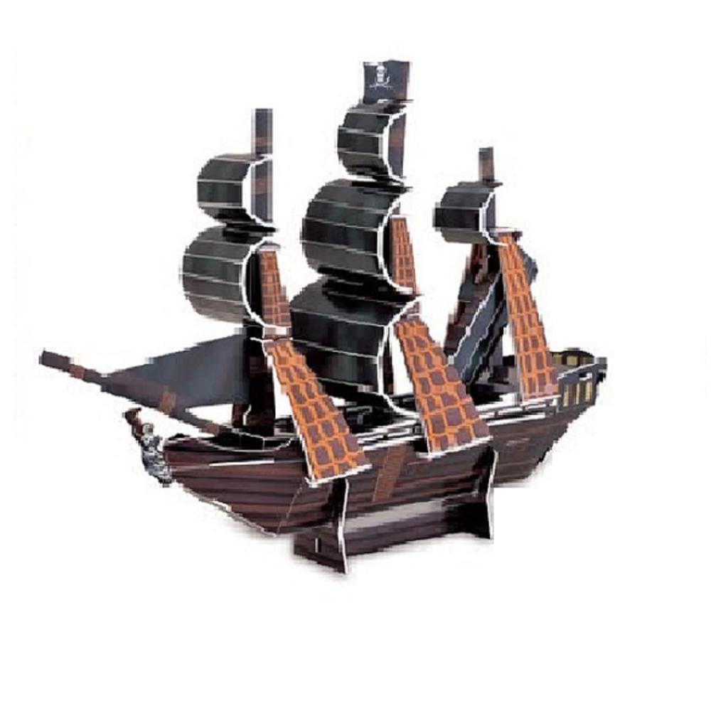 3D Cardboard Sailing Black 3D Assembly Kit Puzzle, Toy, Ship, Pearl, Craft, Model, Craft,