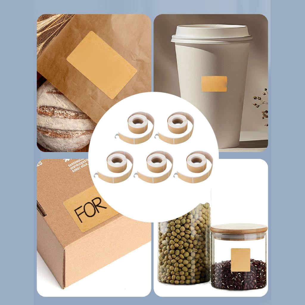 1300 Pcs Kraft Label Sticker 5x2.5cm Blank Self Adhesive Kraft Label Sticker for Jar Bottle Container Scrapbook Folder