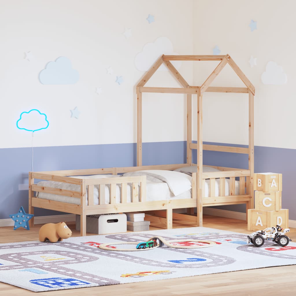 Solid Wood Bed with Canopy 75x190 cm Pine
