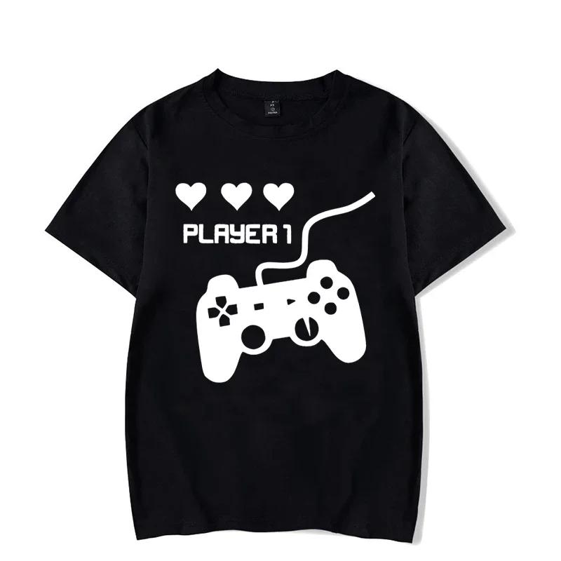 Couple T Shirt Layer 1 and Player 2 Game Graphic Tshirts Harajuku Men Women Tee Shirt Summer Short Sleeve Lovers Couple T-shirt