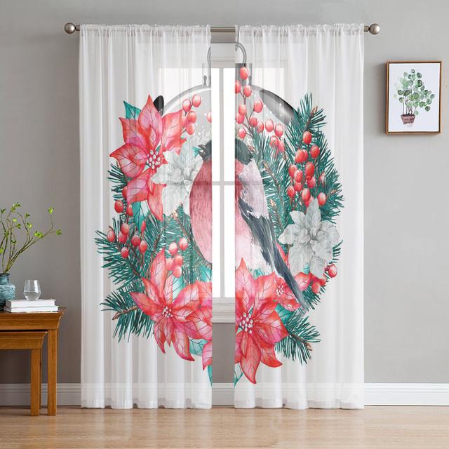 Ветка розы, птица, прозрачная вуаль, занавеска для окон, тюлевые шторы для гостиной, спальни, шифоновые шторы