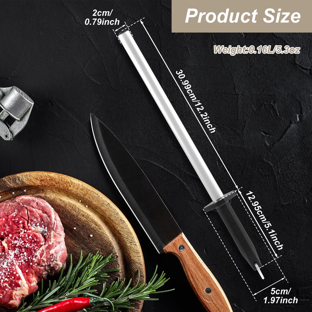 Sharpener Rod Professional Carbon Steel Knife Durable Knife Grinder with ABS Handle Sharpening Blade Rod Knife Kitchen Tool