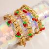 Watermelon Fruit Pendant Bangle Crystal Stainless Steel Bracelet  Vacation