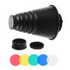 Large Metal Conical Snoot with Honeycomb Grid 5pcs Color Filters Aluminum Alloy for Bowens Mount Studio Strobe
