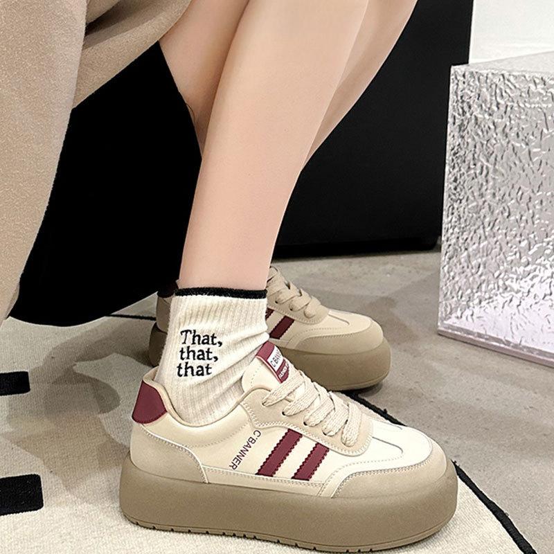 Кожаные немецкие кроссовки на платформе, женские, весна-лето, новые универсальные, увеличивающие высоту, кроссовки для сноуборда, повседневная спортивная обувь в стиле ретро