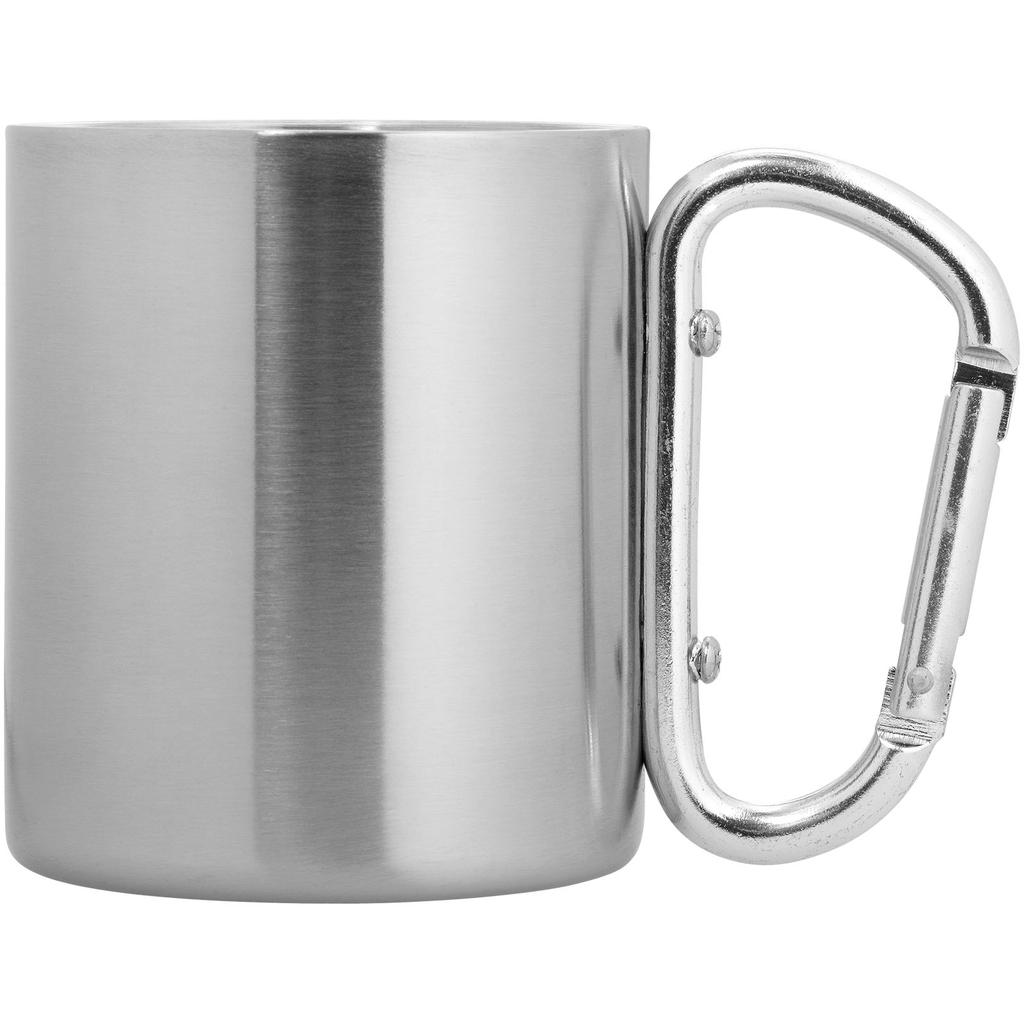 Glass "Alps" 200 ml insulated mug with carabiner Silver