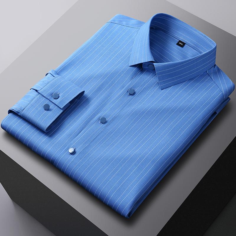 Эластичные клетчатые повседневные рубашки с длинным рукавом из бамбукового волокна для мужчин, приталенная форма, формальная рубашка, мягкая, простая в уходе, модная, корейская офисная одежда