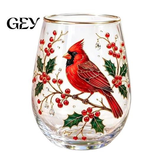 Wine Glass Without Stem Hummingbird Morning Cup, 18oz Floral Garden Tea for Nature Themed Cup Coffee Juice Wine, Hand Painted Art Decor Gift