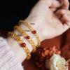 Citrine & Agate Energy Bracelet | Wealth Success Crystal | Solar Plexus Chakra Jewelry | Lucky Manifestation Stone | Gold Tone Spiritual Beads