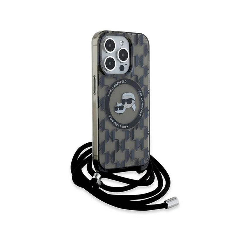 Karl Lagerfeld Iml Сумка через плечо с монограммой Голова Карла и Шупетт Magsafe - Чехол для iPhone 15 Pro Max (Черный)
