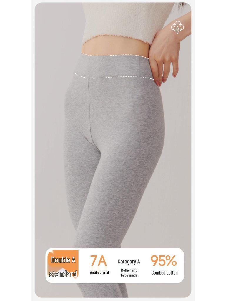 Женские хлопковые кальсоны с высокой талией - Тонкие, теплые, леггинсы больших размеров для осени