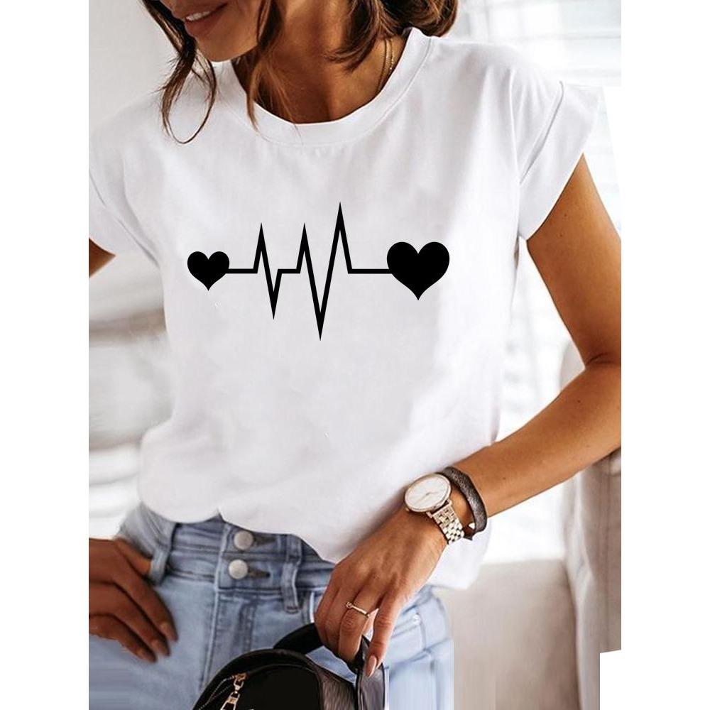 Love Style Trend Cute 90s Short Sleeve Print T Shirt Clothing Tee Women Graphic T-shirt Summer Clothes Fashion Female Top