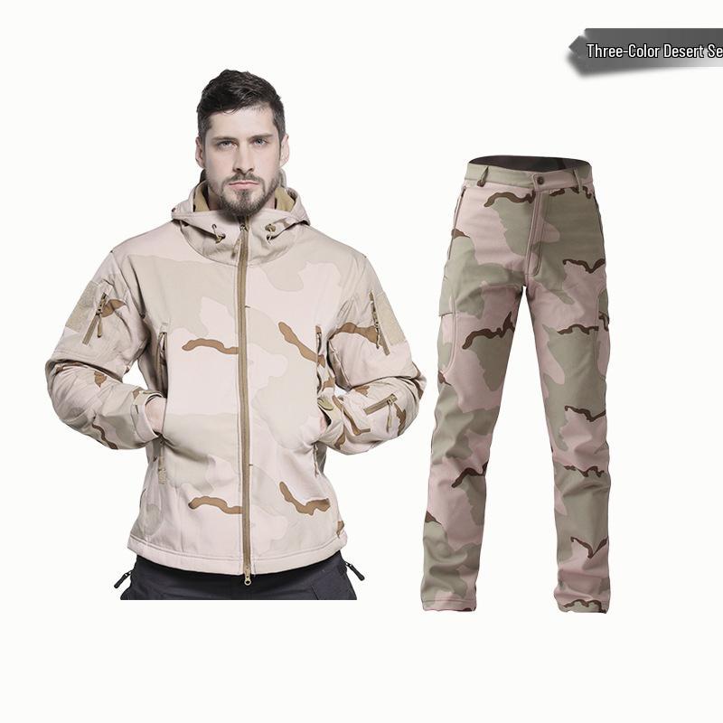 Водонепроницаемый горнолыжный костюм Alpha Green Tactical Sharkskin: Камуфляжный мягкийshell комплект с теплым флисом