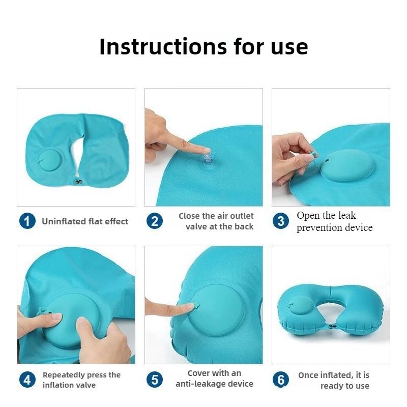Compression Inflatable U-shaped Pillow Portable Travel Airplane Pillow Neck Protection Pillow Outdoor Travel Sleeping Pillow