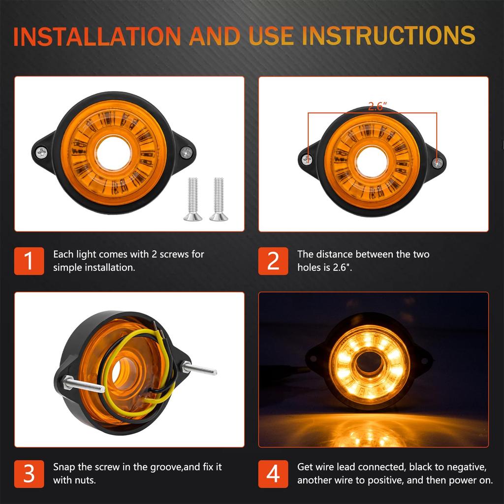 Светодиодный габаритный фонарь 12В 24В Желтый габаритный фонарь для прицепов и грузовиков 10 светодиодов Габаритный фонарь Широкий фонарь Придорожный фонарь Боковой фонарь Высокая яркость Освещение